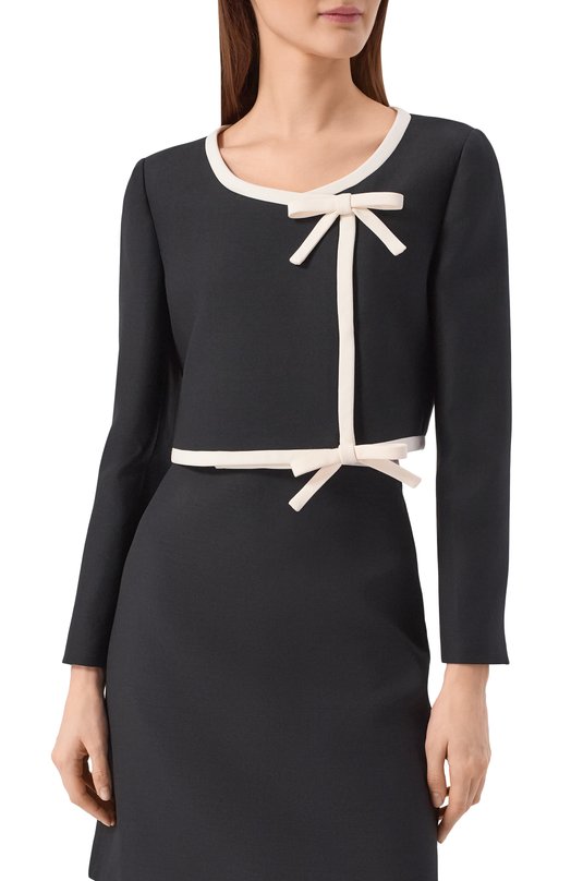 Жакет из шерсти и шелка Valentino 8B3CE545/1CF Чёрно-белый  8B3CE545/1CF Фото 3