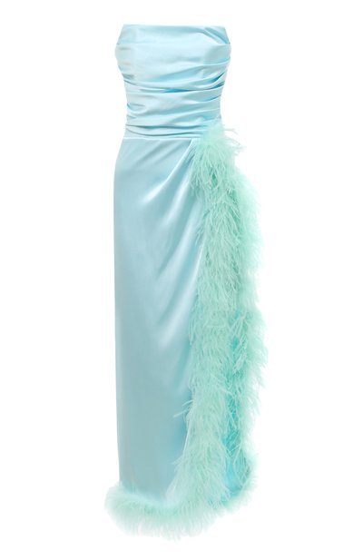 Атласное платье с отделкой перьями SASHA KIM, арт. УТ-00001287, фото 1
