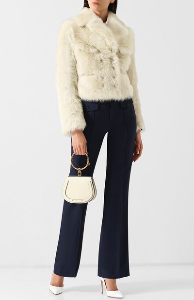 Укороченная шуба с кожаной отделкой CHLOÉ, арт. CHC18ACV06211, фото 2