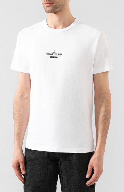 Хлопковая футболка STONE ISLAND белого цвета по цене 15050 руб., арт. 72152NS92, фото 3 Хлопковая футболка STONE ISLAND, арт. 72152NS92, фото 3