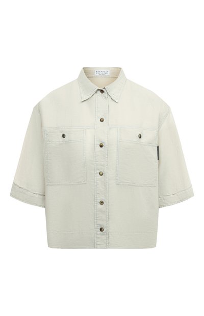 Женская рубашка изо льна и хлопка BRUNELLO CUCINELLI, арт. MD698B1304