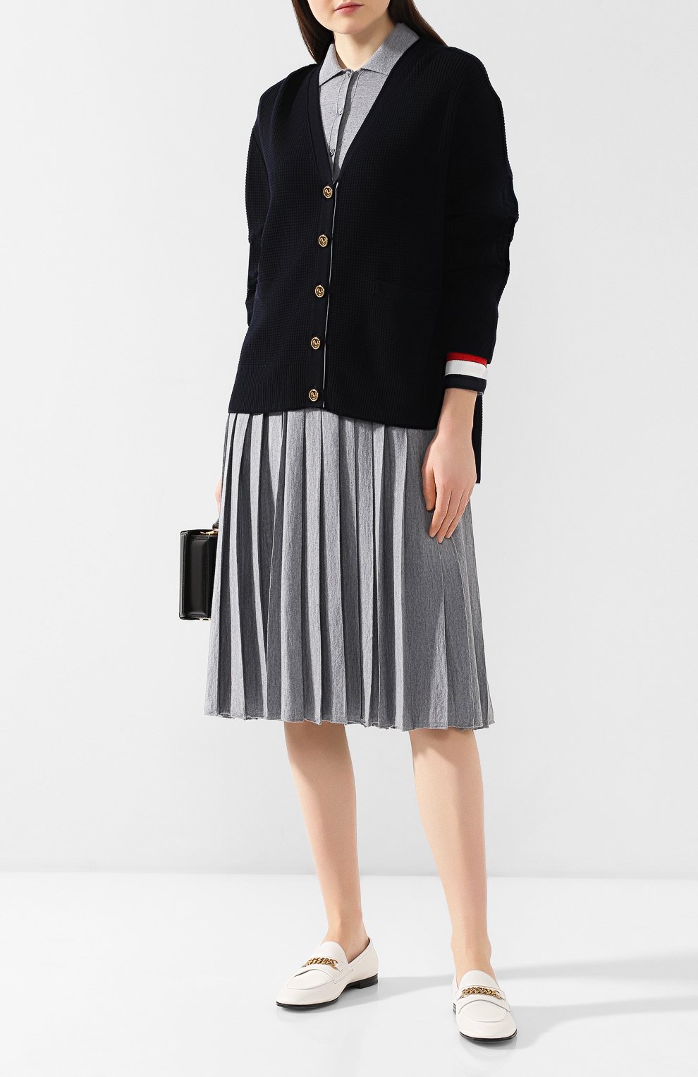 Шерстяной кардиган THOM BROWNE темно-синего цвета по цене 92300 руб., арт. FKC239A-00014 415, фото 2 Шерстяной кардиган THOM BROWNE, арт. FKC239A-00014 415, фото 2