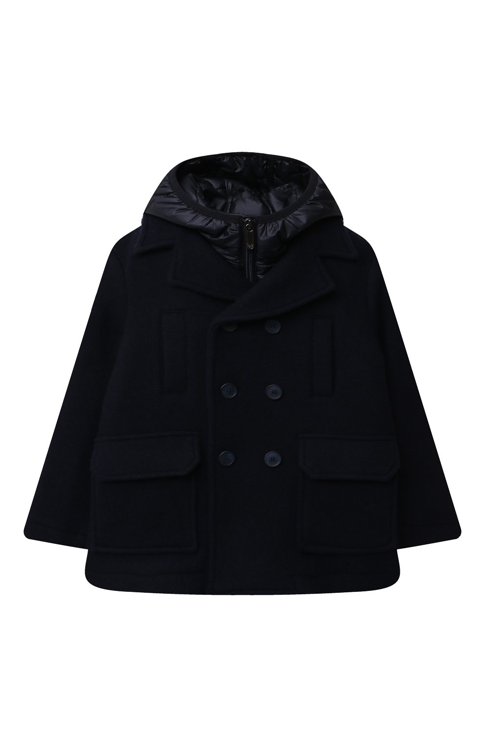 Пальто из хлопка и шерсти IL GUFO синего цвета по цене 45000 руб., арт. A21GP297W0048/5A-8A, фото 1 Пальто из хлопка и шерсти IL GUFO, арт. A21GP297W0048/5A-8A, фото 1