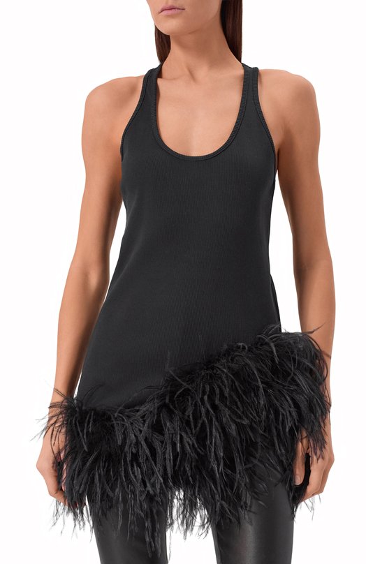 Платье с отделкой перьями The Attico 260WCA00487/JJJ073MU Чёрный  260WCA00487/JJJ073MU Фото 3