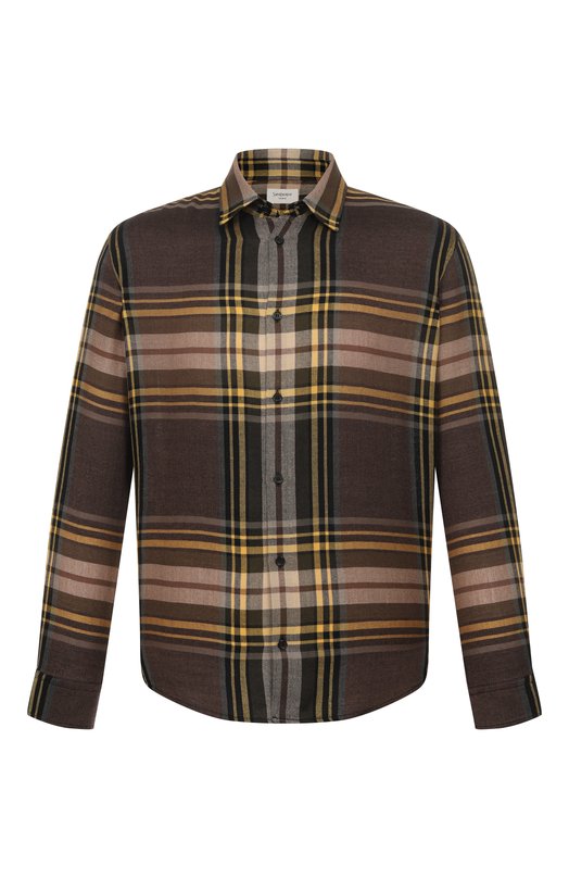 Рубашка из шерсти и шелка Saint Laurent 844437/Y27WA Коричневый 844437/Y27WA