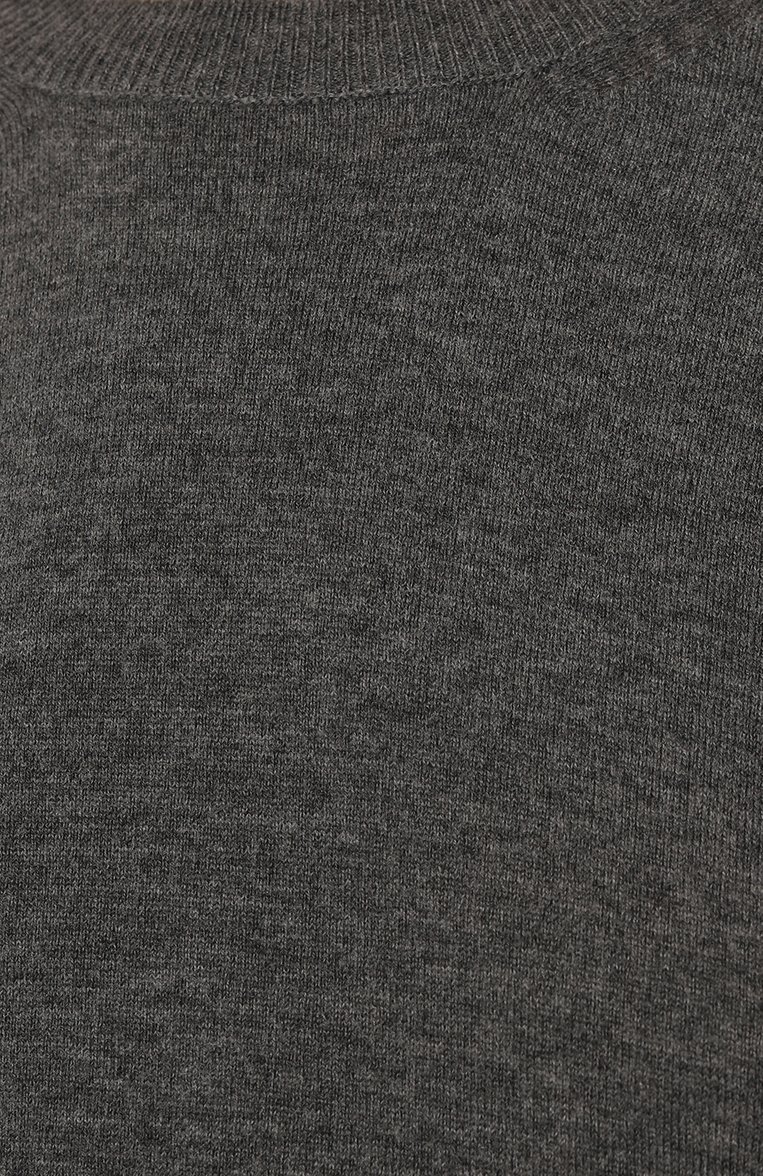 Женский шерстяной пуловер STELLA MCCARTNEY серого цвета, арт. 6K0421/3S2415 | Фото 5 (Материал внешний: Шерсть; Рукава: Длинные; Длина (для топов): Стандартные; Материал сплава: Проставлено; Женское Кросс-КТ: Пуловер-одежда; Драгоценные камни: Проставлено; Стили: Кэжуэл)