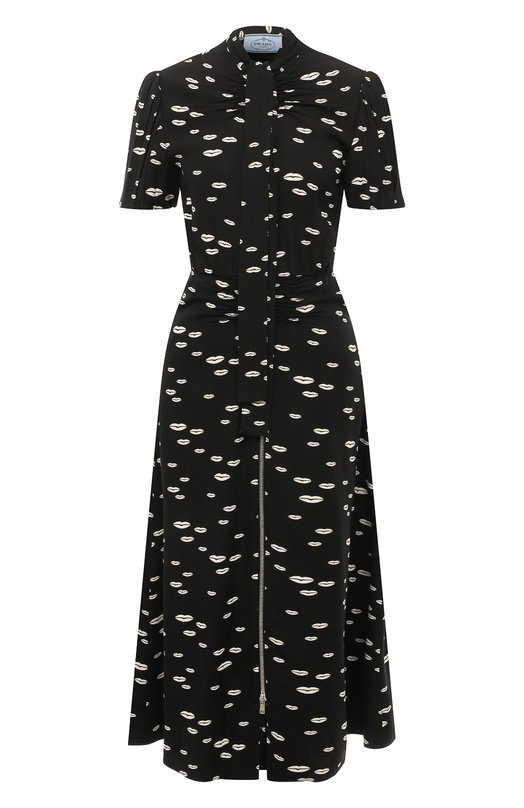 Атласное платье Prada P3D16R-1YH1-F057Z-211 Чёрный P3D16R-1YH1-F057Z-211