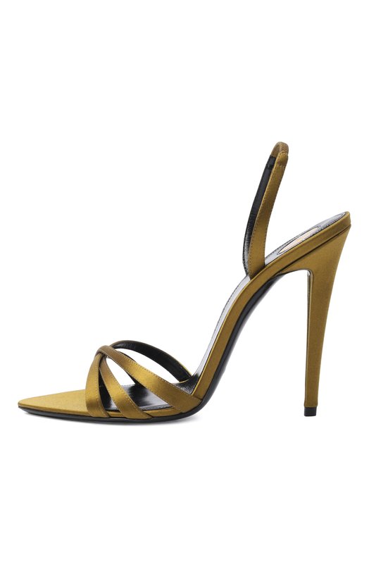 Атласные босоножки Kate 110 Saint Laurent 859259/9QNAG Хаки  859259/9QNAG Фото 4