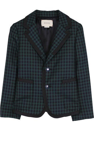 Однобортный пиджак из шерсти в клетку GUCCI, арт. 475459/XBB64, фото 1