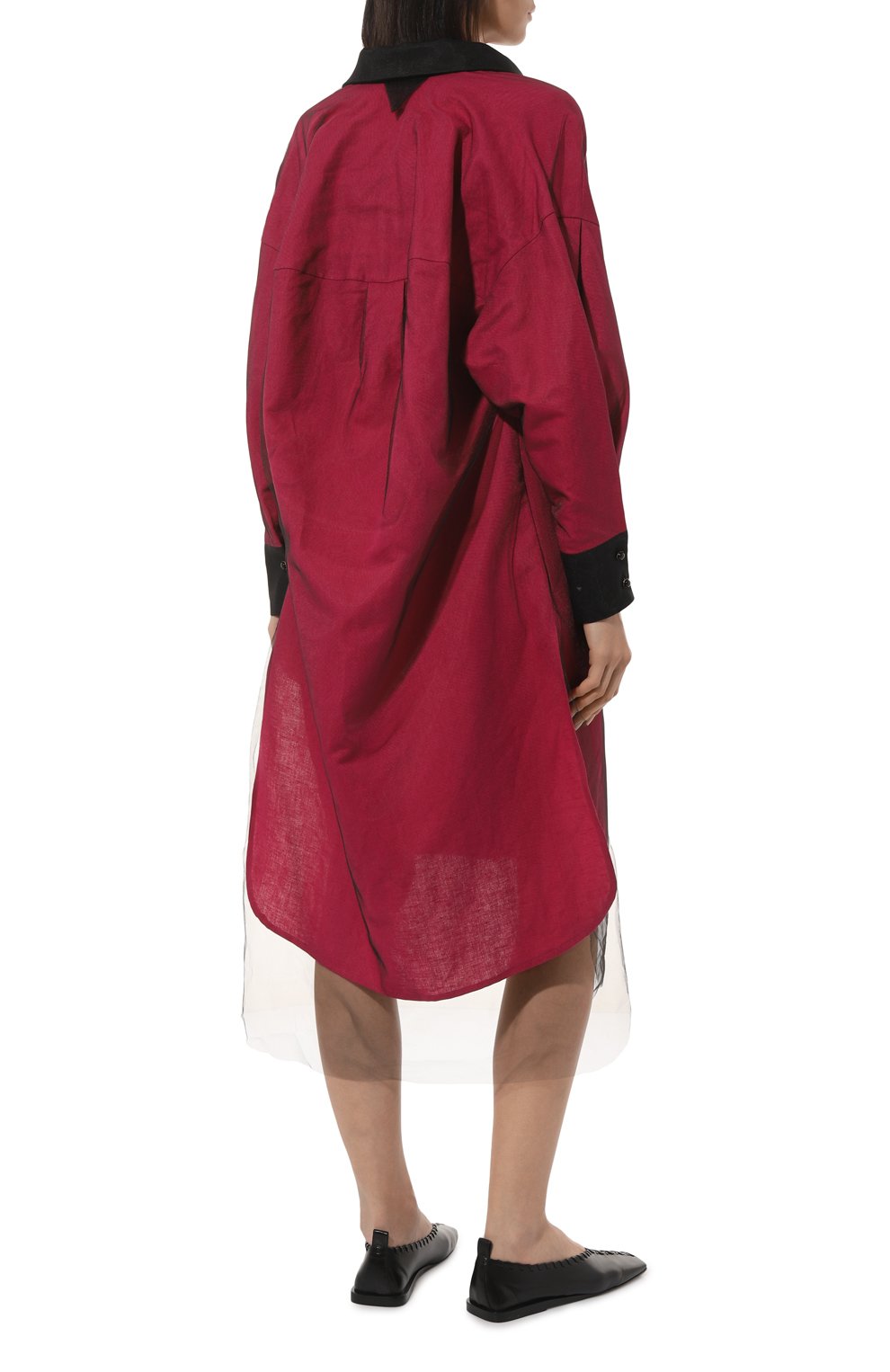 Платье изо льна и хлопка MIDGARD PARIS бордового цвета по цене 54000 руб., арт. B42704, фото 4 Платье изо льна и хлопка MIDGARD PARIS, арт. B42704, фото 4