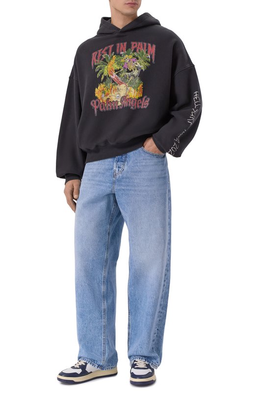 Хлопковое худи Palm Angels PMBB17IF25FLE001 Чёрный  PMBB17IF25FLE001 Фото 2