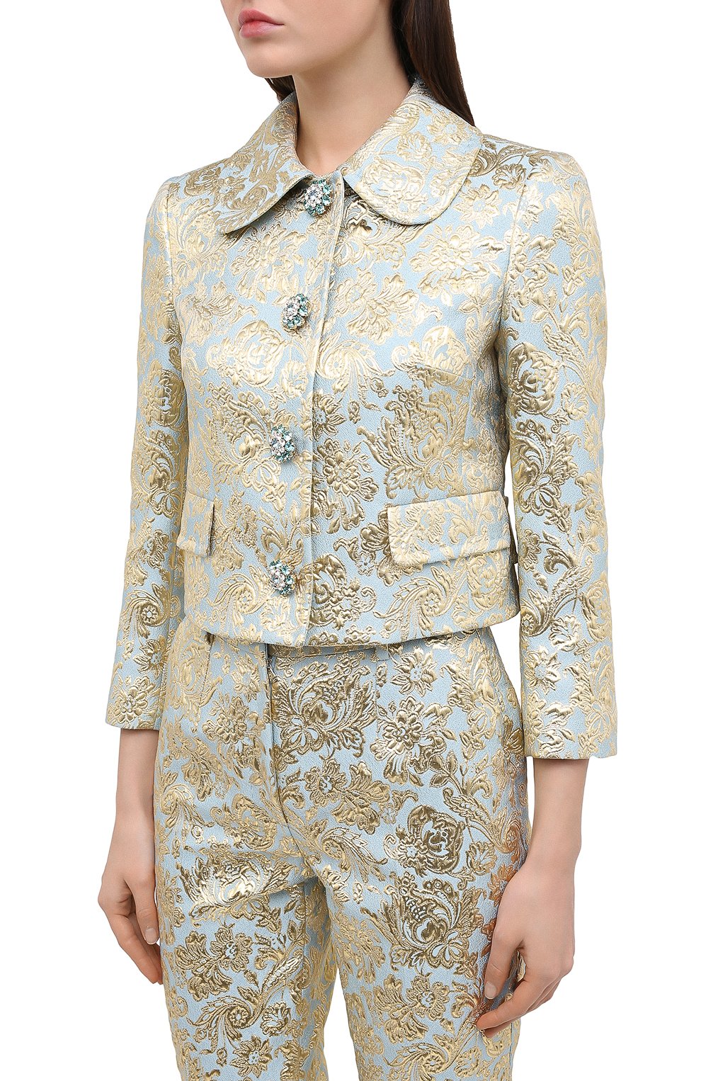 Жакет DOLCE & GABBANA голубого цвета по цене 310500 руб., арт. F26ALZ/HJMLB, фото 3 Жакет DOLCE & GABBANA, арт. F26ALZ/HJMLB, фото 3