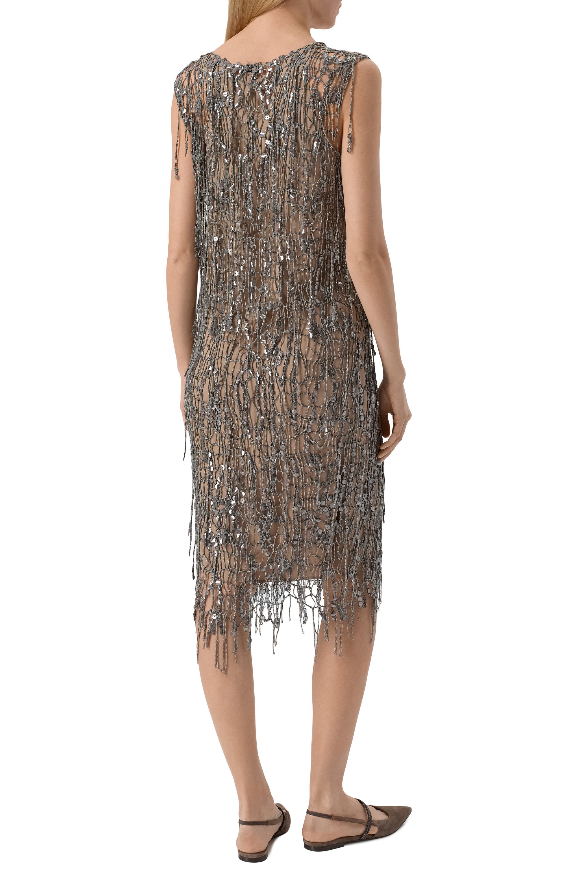 Платье с отделкой пайетками BRUNELLO CUCINELLI, арт. MSFR21A92, фото 4