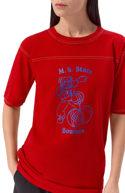 Хлопковая футболка Maison Margiela S51GC0540/S24575 Красный  S51GC0540/S24575 Фото 5