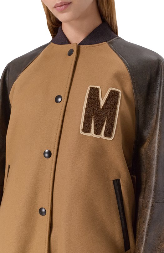 Бомбер из шерсти и кашемира Moschino A0611/5413 Коричневый  A0611/5413 Фото 5