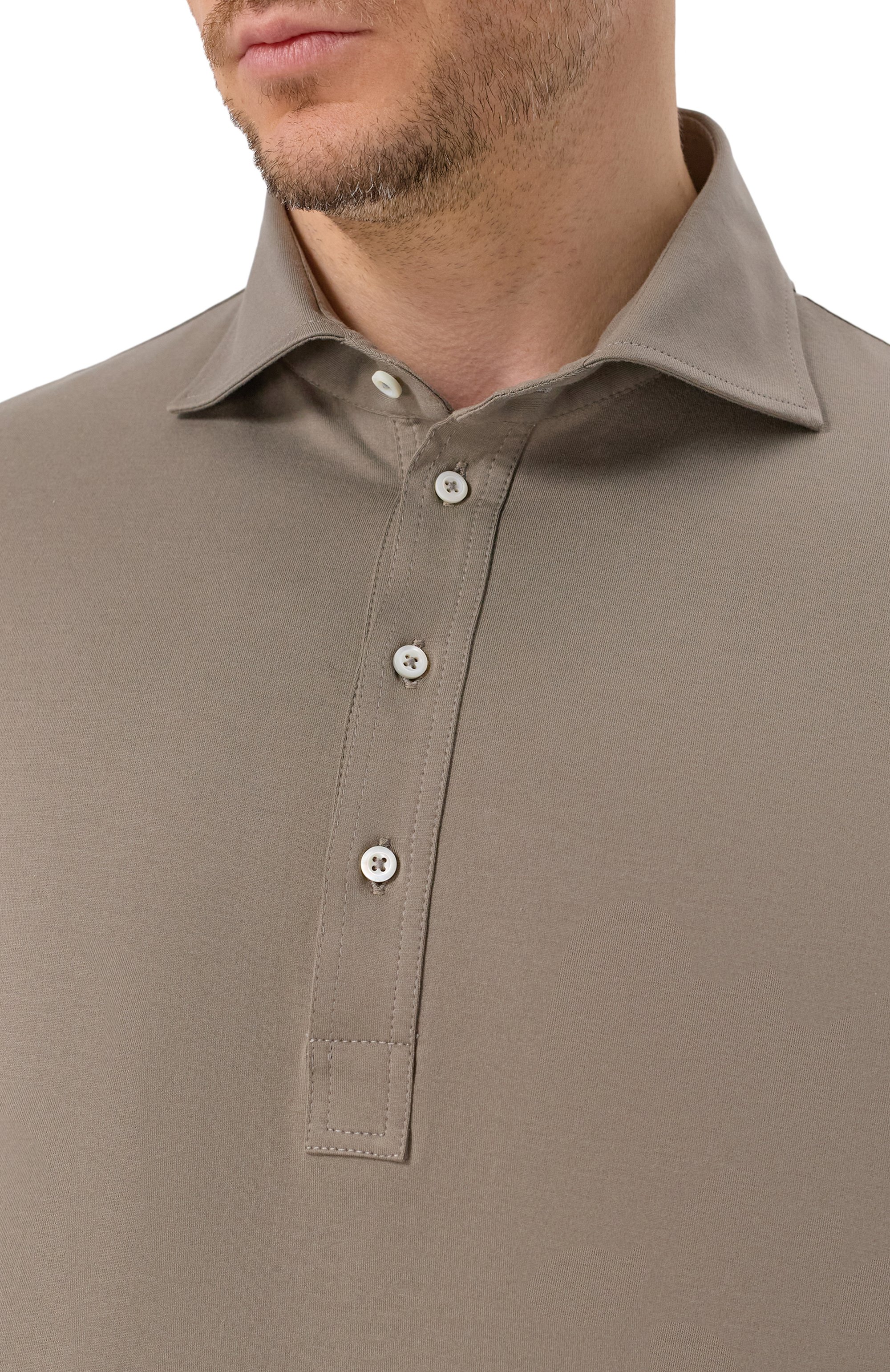 Хлопковое поло BRUNELLO CUCINELLI хаки цвета по цене 88800 руб., арт. M0B133914, фото 5 Хлопковое поло BRUNELLO CUCINELLI, арт. M0B133914, фото 5