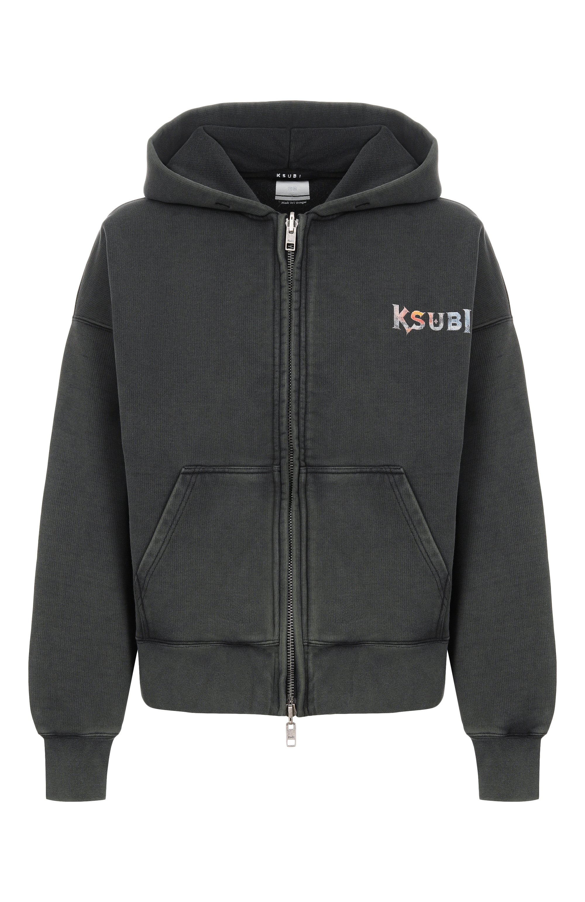 Хлопковая толстовка KSUBI темно-серого цвета по цене 35650 руб., арт. MPS26FL012, фото 1 Хлопковая толстовка KSUBI, арт. MPS26FL012, фото 1