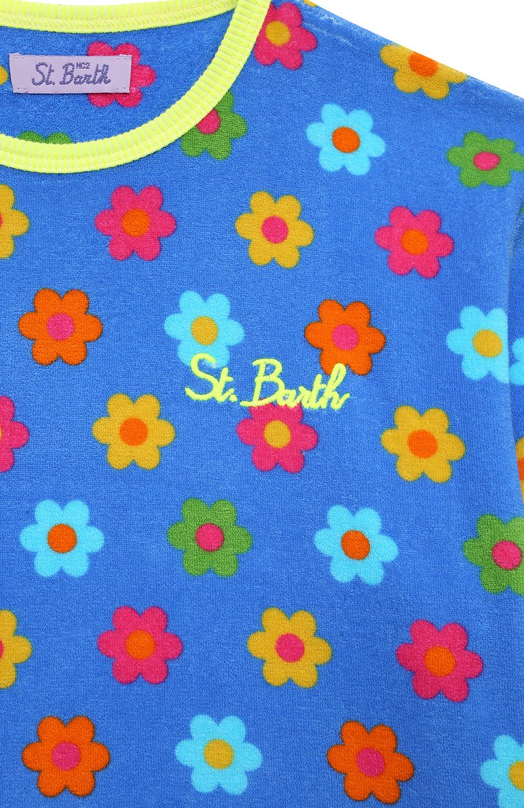 Детская хлопковая футболка MC2 SAINT BARTH синего цвета, арт. STBK/ALEJA STRING/00555D | Фото 3 (Рукава: Короткие; Материал внешний: Хлопок; Девочки Кросс-КТ: футболка-одежда; Автоматизация состава: Проставлено; Автоматизация ТО: Проставлено)