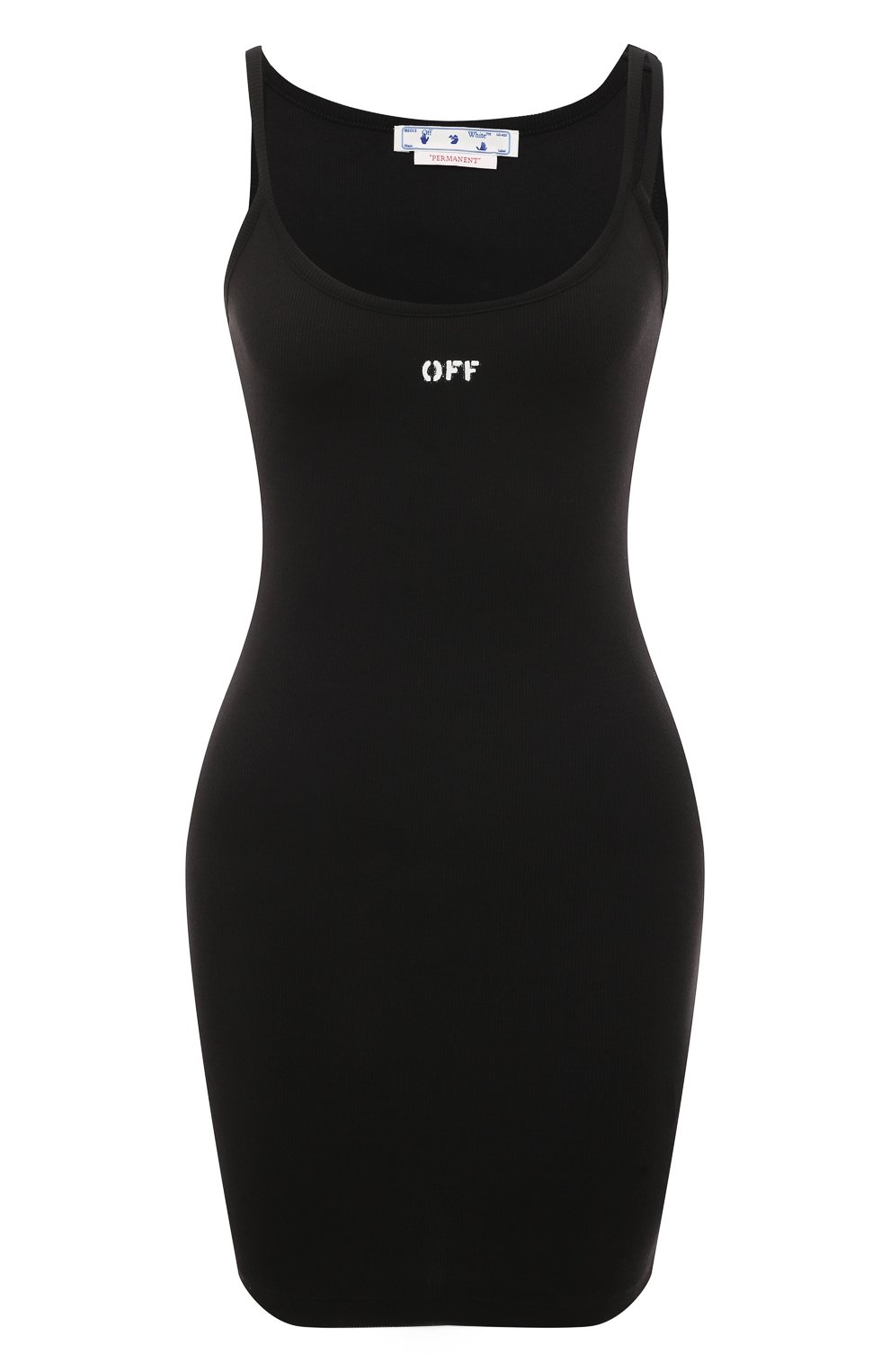 Хлопковое платье OFF-WHITE черного цвета по цене 42200 руб., арт. OWDB304C99JER0011001, фото 1 Хлопковое платье OFF-WHITE, арт. OWDB304C99JER0011001, фото 1