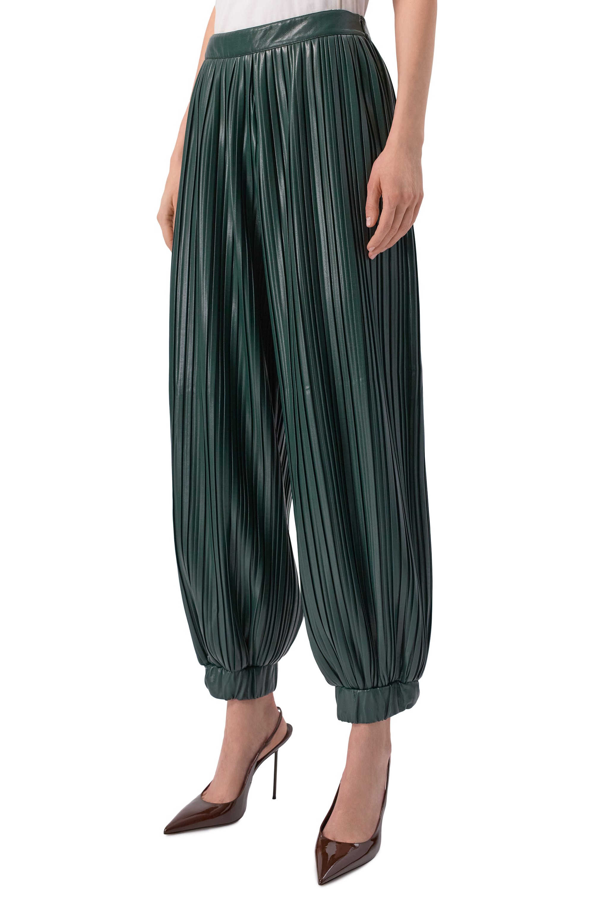 Джоггеры из экокожи ROWEN ROSE зеленого цвета по цене 126000 руб., арт. PNT_RR469, фото 3 Джоггеры из экокожи ROWEN ROSE, арт. PNT_RR469, фото 3