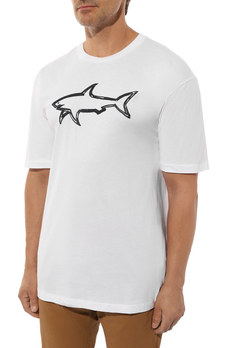 Мужская хлопковая футболка PAUL&SHARK белого цвета, арт. 12311633/3XL-6XL | Фото 3 (Материал внешний: Хлопок; Длина (для топов): Удлиненные; Рукава: Короткие; Принт: С принтом; Стили: Кэжуэл; Мужское Кросс-КТ: Футболка-одежда; Кросс-КТ: Джерси; Автоматизация состава: Проставлено; Автоматизация ТО: Проставлено; Детали: Без декора)