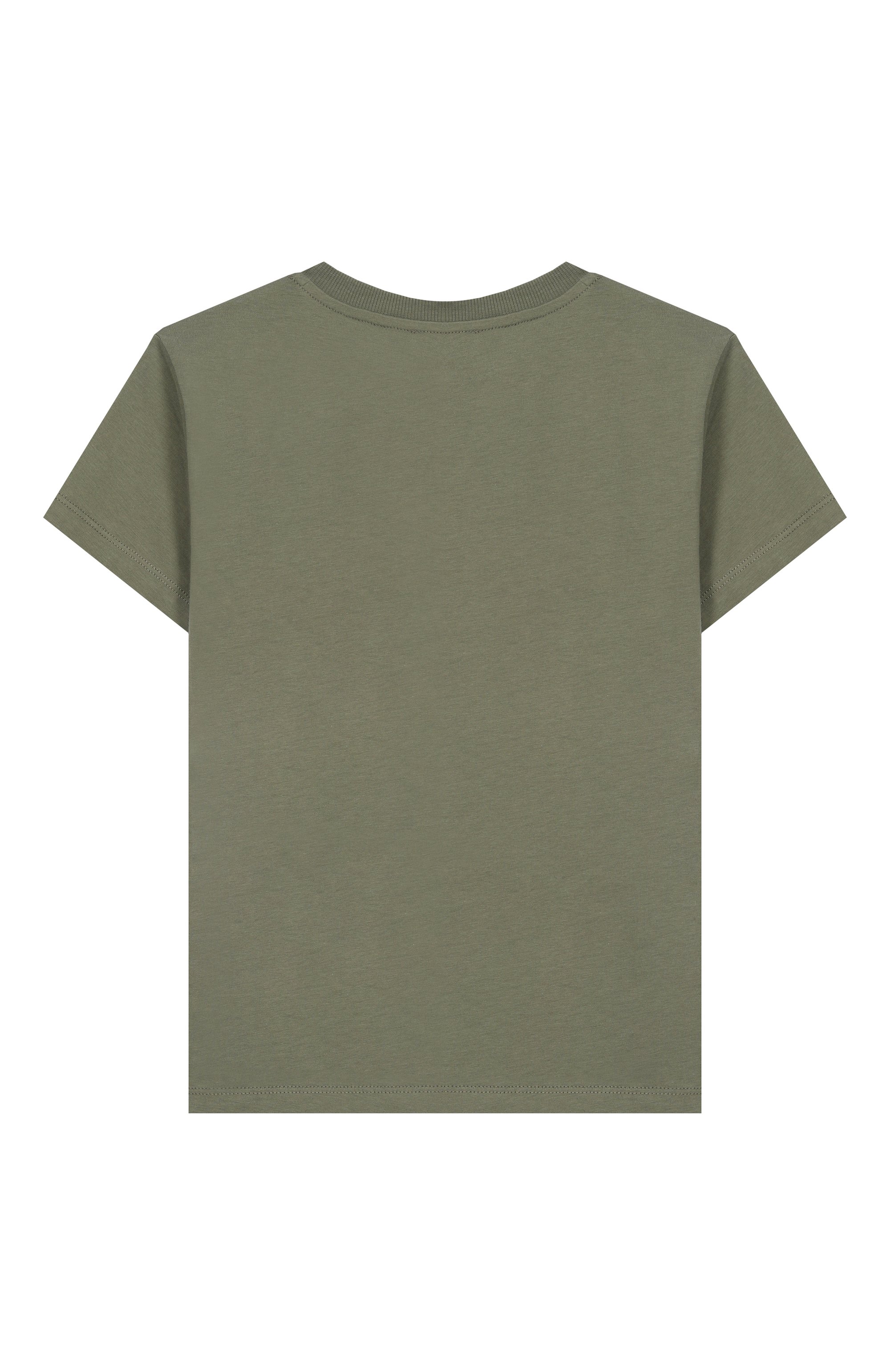 Хлопковая футболка MOSCHINO хаки цвета по цене 6720 руб., арт. HUM050/LAA03, фото 2 Хлопковая футболка MOSCHINO, арт. HUM050/LAA03, фото 2