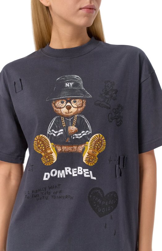 Хлопковая футболка DOMREBEL NY BEAR SKETCH T-SHIRT Чёрный  NY BEAR SKETCH T-SHIRT Фото 5