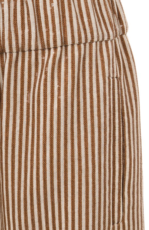 Льняные брюки с отделкой пайетками Brunello Cucinelli MM633P8897 Бежевый  MM633P8897 Фото 6
