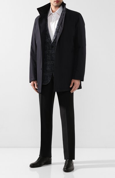 Плащ BOSS темно-синего цвета по цене 46950 руб., арт. 50419062, фото 2 Плащ BOSS, арт. 50419062, фото 2