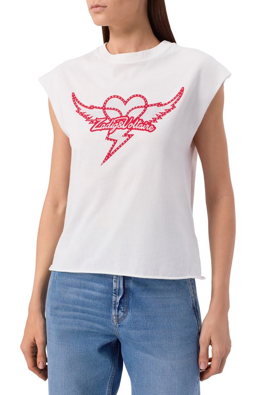 Хлопковая футболка Zadig and Voltaire JWTT01280 Белый  JWTT01280 Фото 3