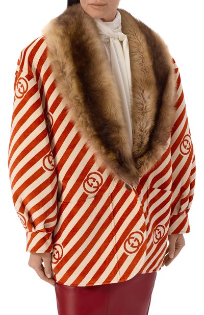 Полупальто из вискозы и шелка с отделкой из ягненка GUCCI, арт. 858164/ZAUGV, фото 3