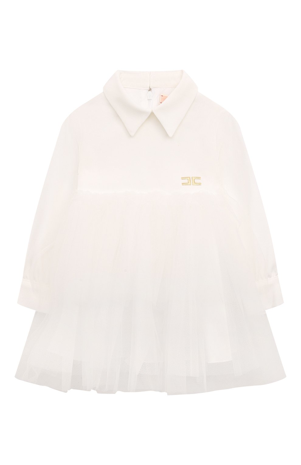 Платье ELISABETTA FRANCHI LA MIA BAMBINA белого цвета по цене 28450 руб., арт. EGAB1850/GA085, фото 1 Платье ELISABETTA FRANCHI LA MIA BAMBINA, арт. EGAB1850/GA085, фото 1