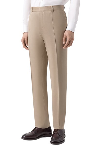 Шерстяные брюки BOSS бежевого цвета по цене 34950 руб., арт. 50469174, фото 3 Шерстяные брюки BOSS, арт. 50469174, фото 3