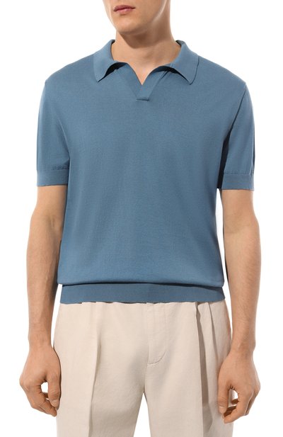Хлопковое поло KITON голубого цвета по цене 99500 руб., арт. UMM052102, фото 3 Хлопковое поло KITON, арт. UMM052102, фото 3