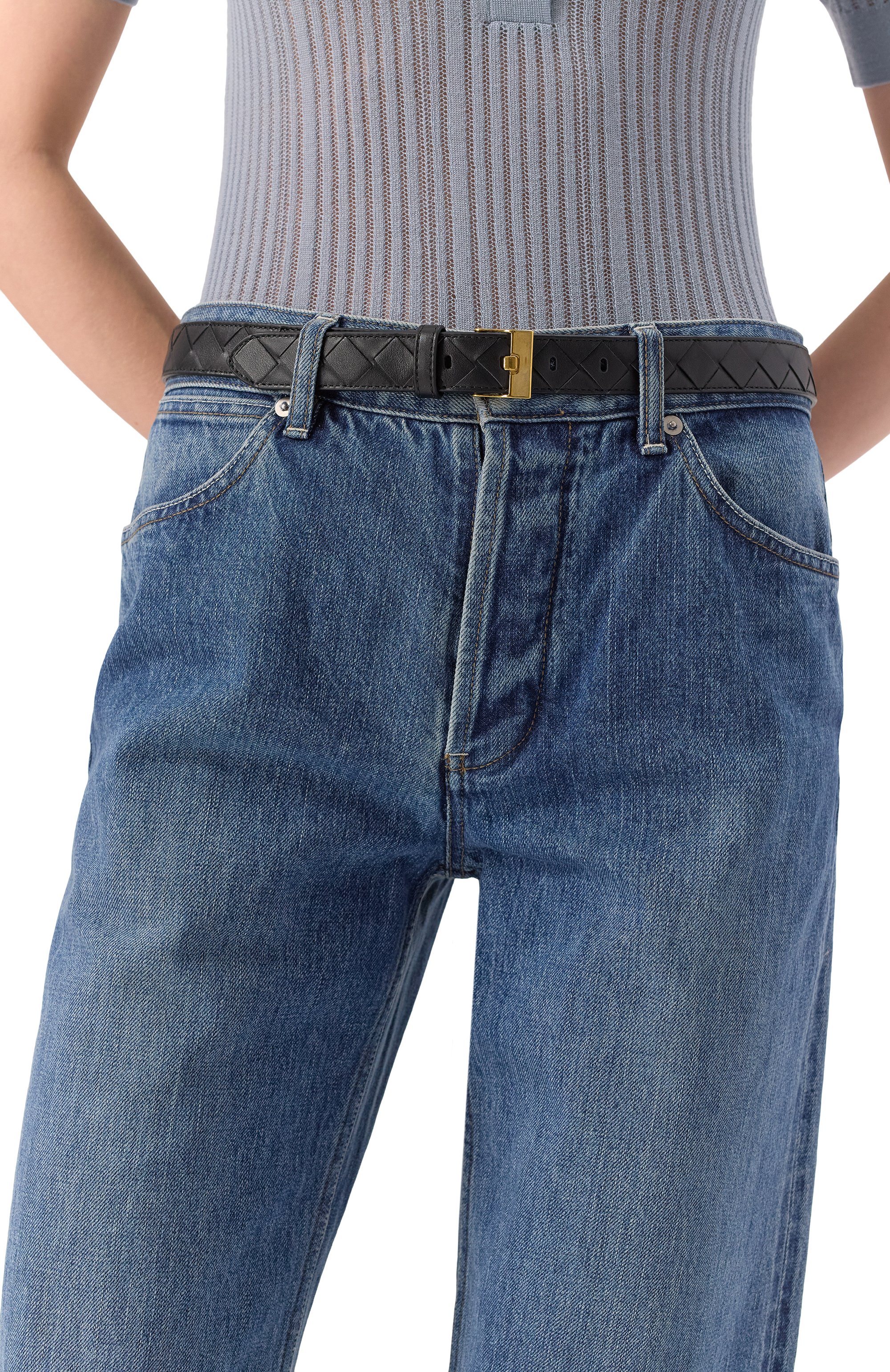 Кожаный ремень BOTTEGA VENETA черного цвета по цене 78650 руб., арт. 799048/V4R43, фото 2 Кожаный ремень BOTTEGA VENETA, арт. 799048/V4R43, фото 2