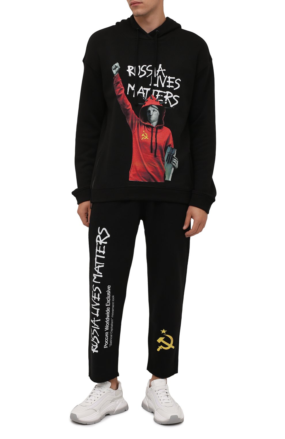 Хлопковое худи DIEGO VENTURINO черного цвета по цене 22300 руб., арт. FW21-DV FLH WWE-RLM, фото 2 Хлопковое худи DIEGO VENTURINO, арт. FW21-DV FLH WWE-RLM, фото 2