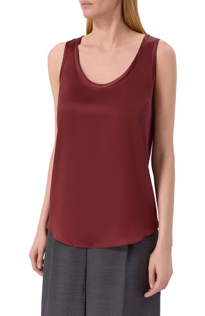 Атласный топ BRUNELLO CUCINELLI бордового цвета по цене 98700 руб., арт. MPC59E0600, фото 3 Атласный топ BRUNELLO CUCINELLI, арт. MPC59E0600, фото 3