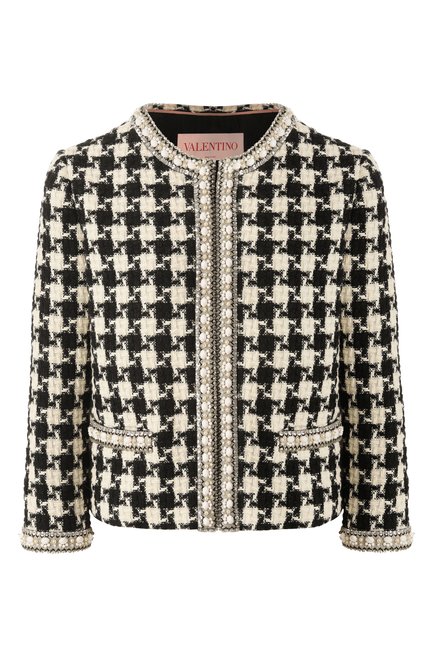 Женский твидовый жакет VALENTINO черно-белого цвета по цене 0 руб., арт. 6B3CE3YF90K | Фото 1