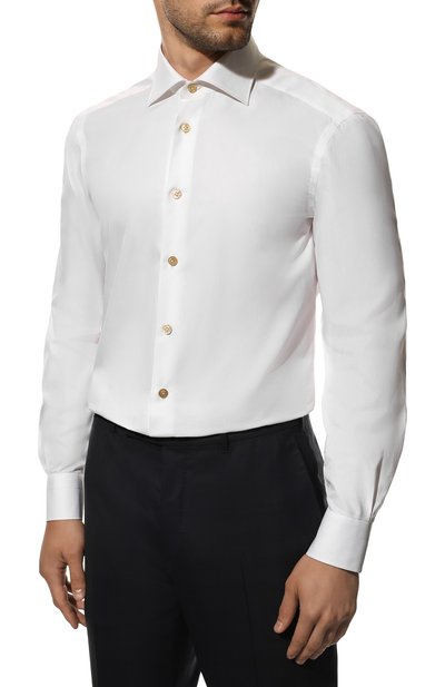 Хлопковая сорочка KITON белого цвета по цене 77850 руб., арт. UCID/H003707, фото 3 Хлопковая сорочка KITON, арт. UCID/H003707, фото 3