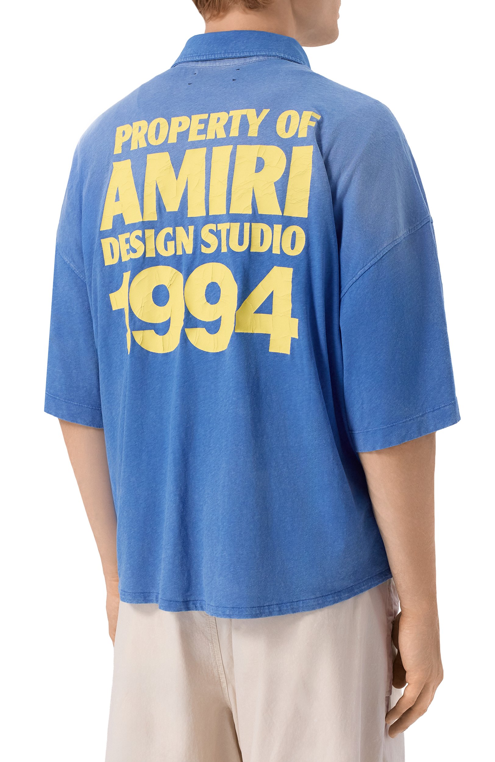 Рубашка из хлопка и кашемира AMIRI голубого цвета по цене 79950 руб., арт. AMT0SH1182, фото 4 Рубашка из хлопка и кашемира AMIRI, арт. AMT0SH1182, фото 4
