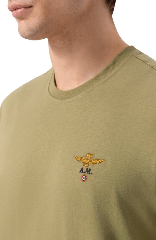 Хлопковая футболка Aeronautica Militare TS1580UJ00372_001 Хаки  TS1580UJ00372_001 Фото 5