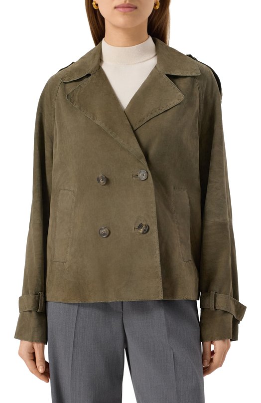 Замшевая куртка Weekend Max Mara 0BLAT0 Хаки  0BLAT0 Фото 3