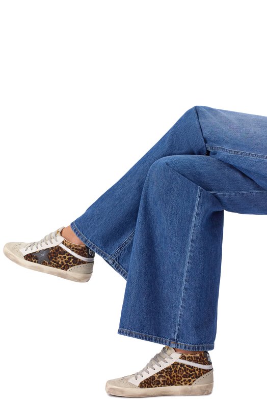 Кожаные кеды Mid Star Golden Goose Deluxe Brand GWF00122.F003766 Леопардовый  GWF00122.F003766 Фото 2