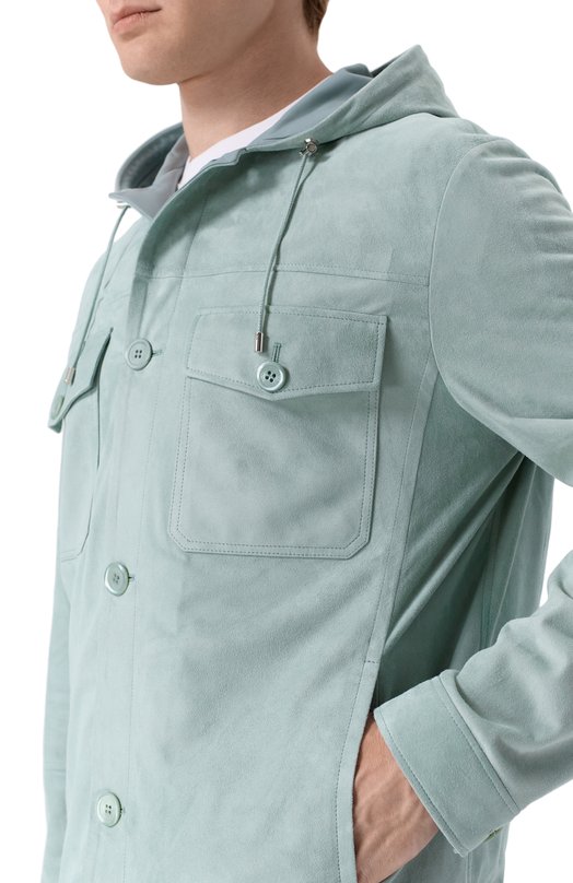 Замшевая куртка-рубашка Stefano Ricci M7J6100150/SUEJS3 Голубой  M7J6100150/SUEJS3 Фото 5