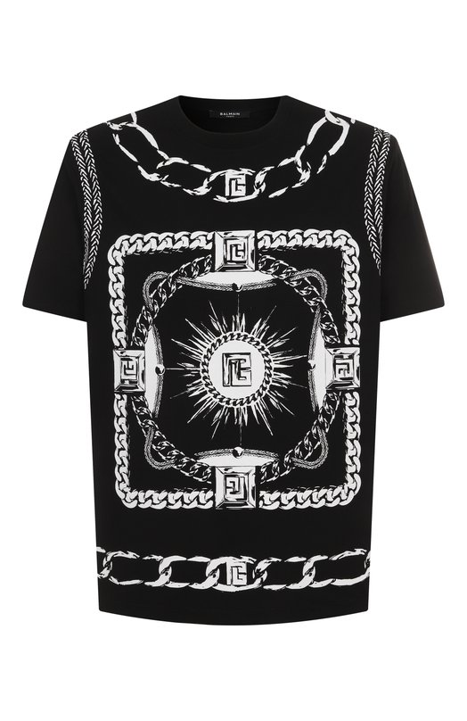 Хлопковая футболка Balmain FH1EG000/GF08 Чёрный FH1EG000/GF08