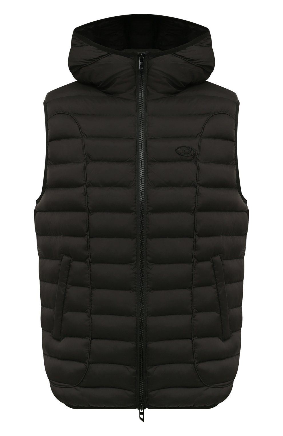 Утепленный жилет DIESEL черного цвета по цене 33050 руб., арт. A14718/0BHAZ, фото 1 Утепленный жилет DIESEL, арт. A14718/0BHAZ, фото 1