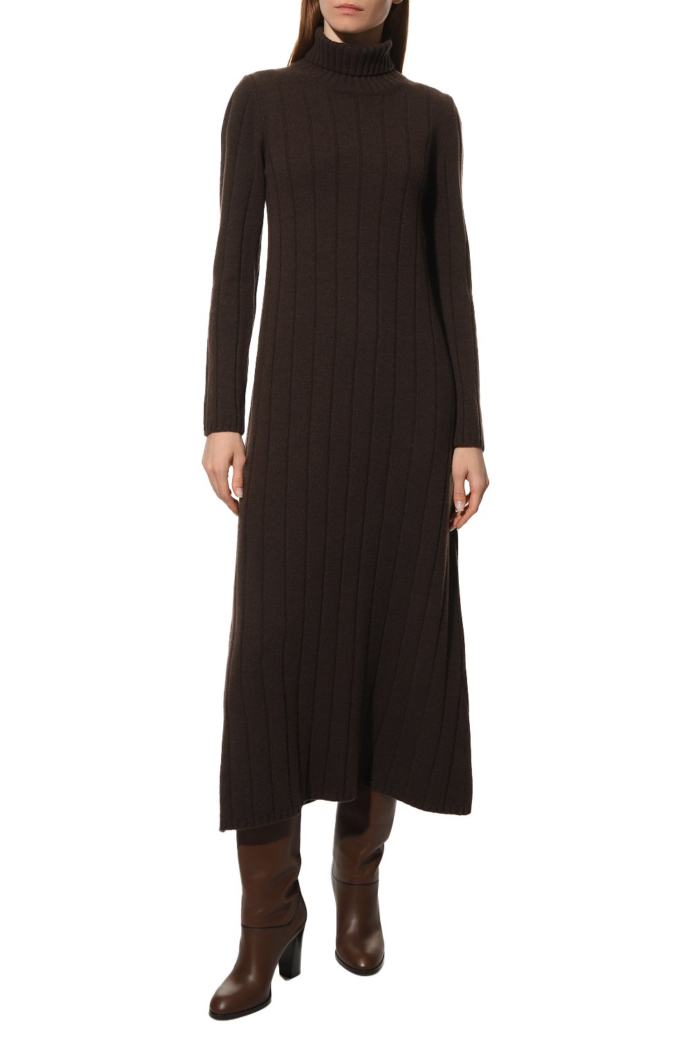 Платье из шерсти и кашемира CREM38 темно-коричневого цвета по цене 76200 руб., арт. CREM250 LATA, фото 3 Платье из шерсти и кашемира CREM38, арт. CREM250 LATA, фото 3