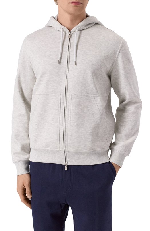 Толстовка из хлопка и кашемира Brunello Cucinelli MM8319069G Серый  MM8319069G Фото 3