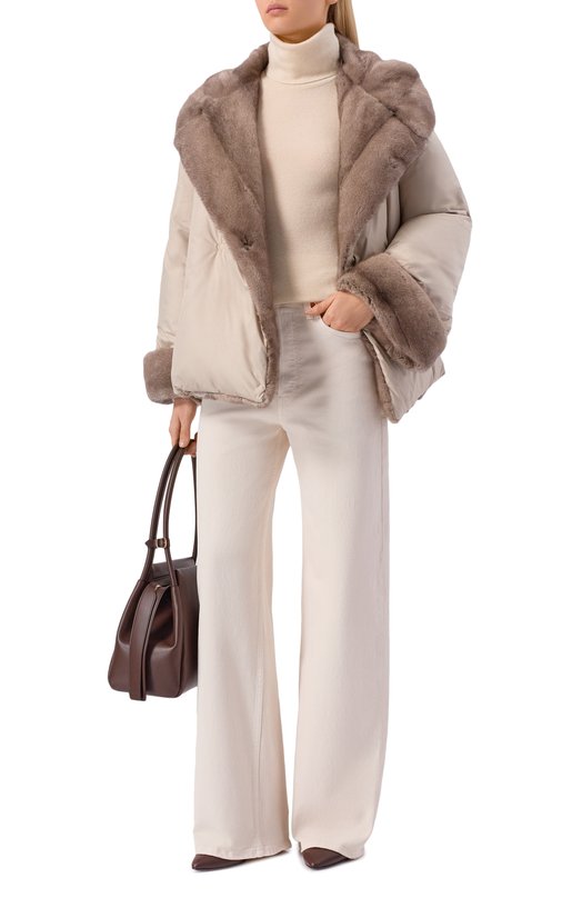 Пуховик с отделкой из норки Antonelli Firenze P3475/367C Бежевый  P3475/367C Фото 2