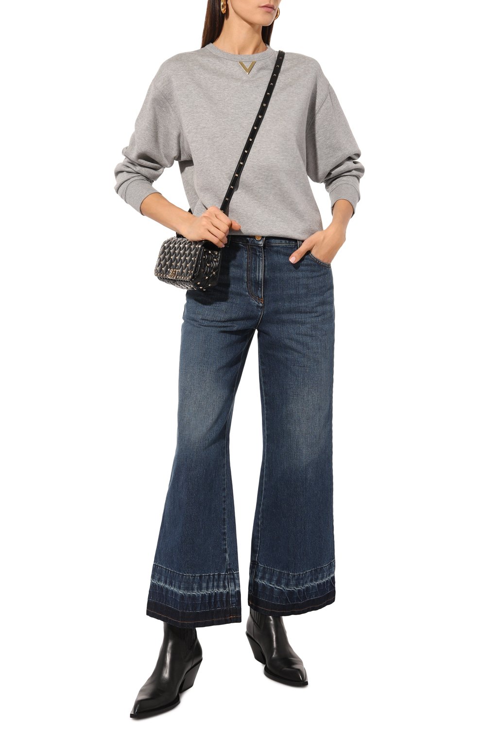 Хлопковый свитшот VALENTINO серого цвета по цене 134500 руб., арт. 5B3MF23F8PU, фото 2 Хлопковый свитшот VALENTINO, арт. 5B3MF23F8PU, фото 2